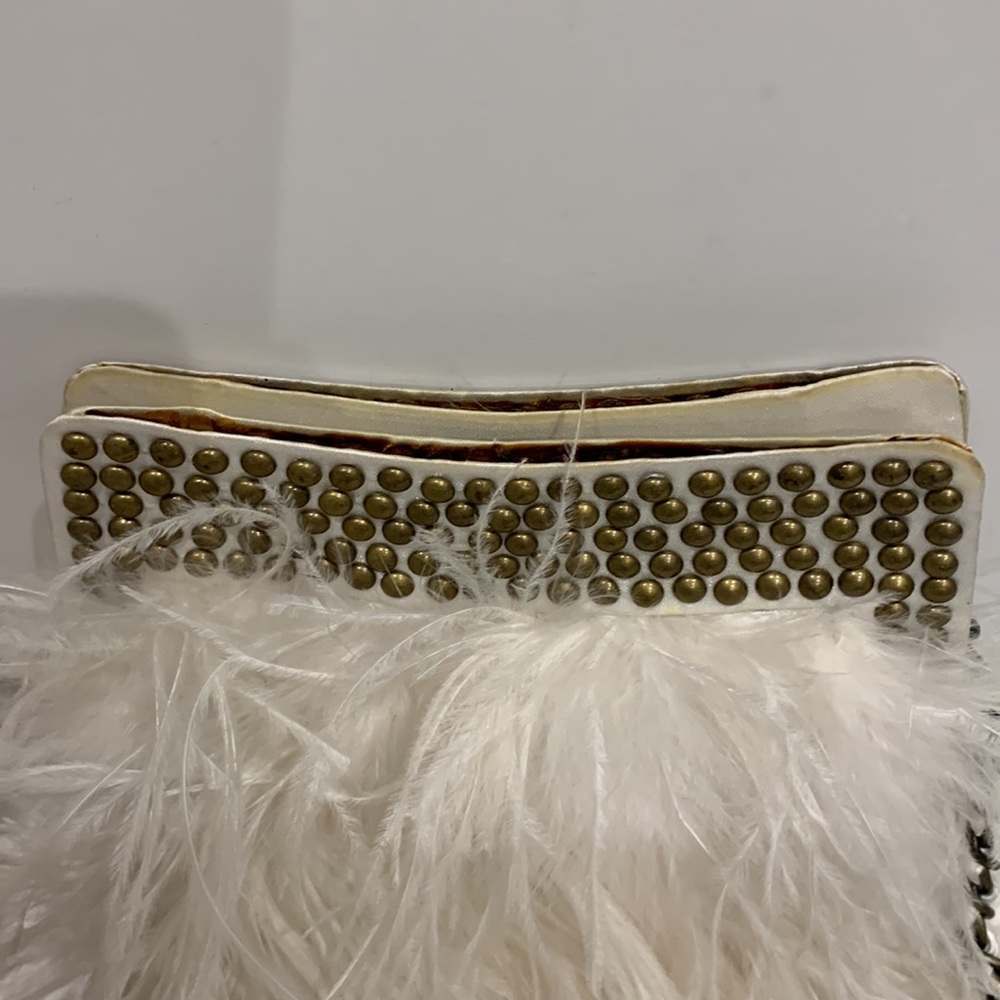 Betsey Johnson White Feather Studded Clutch - Picture 3 of 14